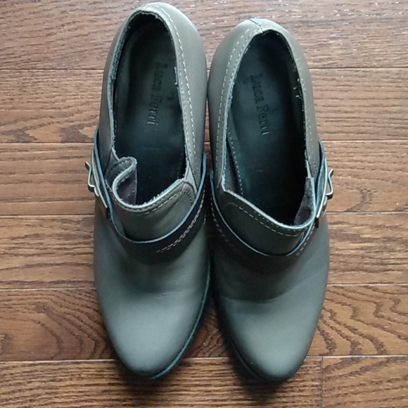 Taupe leather Luca Ferri lug sole shooties Size 9, 3" heel - Picture 4 of 11
